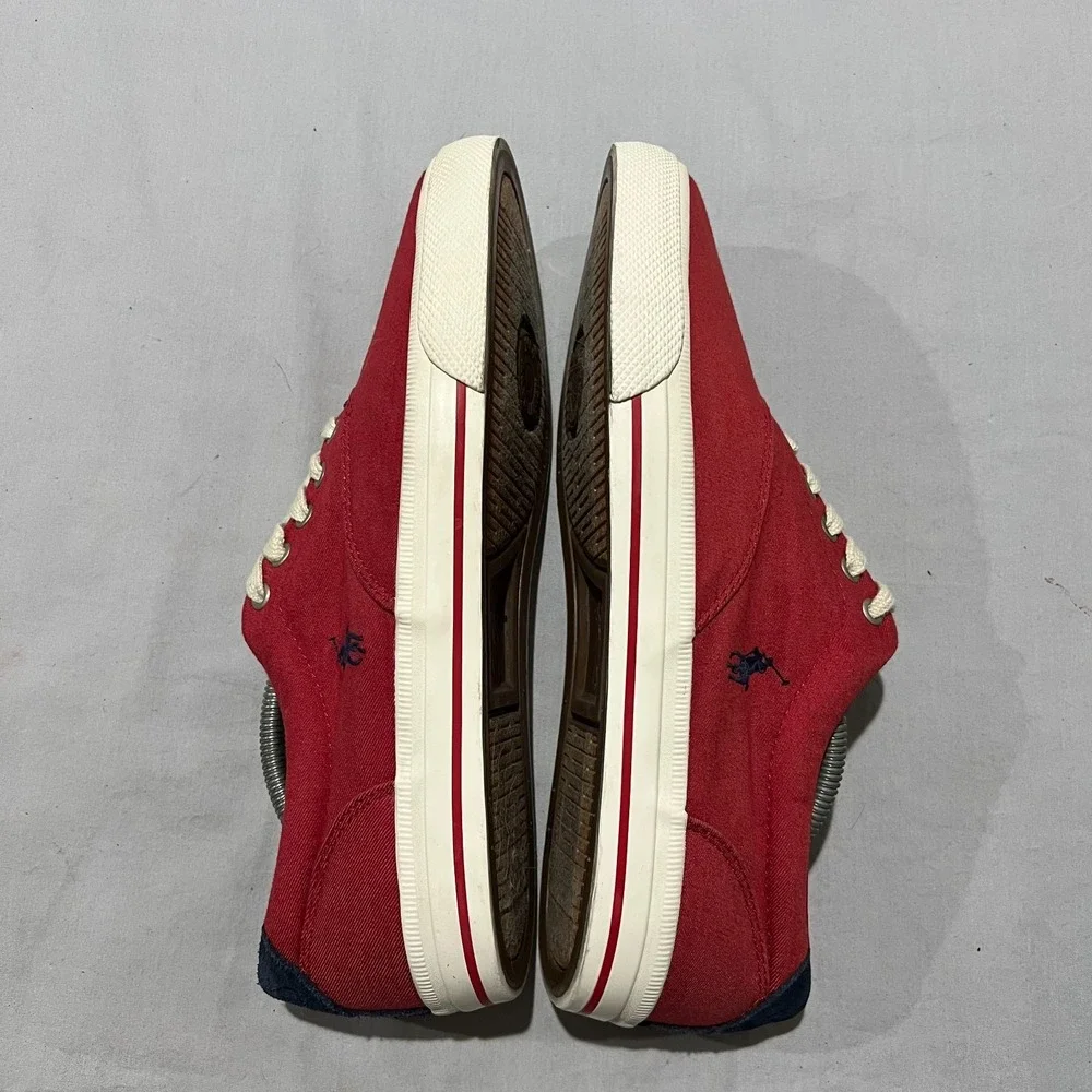 Polo Ralph Lauren Vaughn Mens Red Denim Pony Lace Up Casual Sneakers Size 10.5D